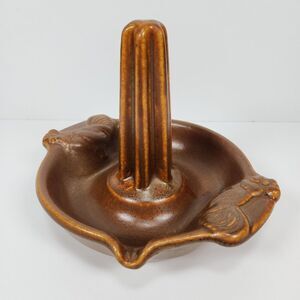 Vertical Upright Chicken Roaster Baker Ceramic Stone Wear Beautiful Patina Clean